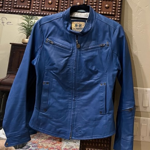 LA MARTINA ARGENTINA CUSTOM MADE BLUE LEATHER JACKET - Picture 2 of 12
